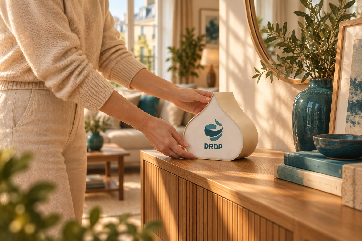 Le dispositif DROP posé sur une étagère, visuel d’illustration