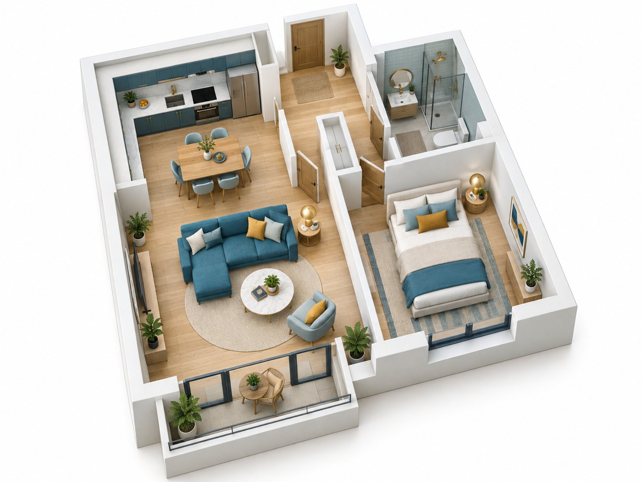 Plan 3D d’un appartement, visuel d’illustration